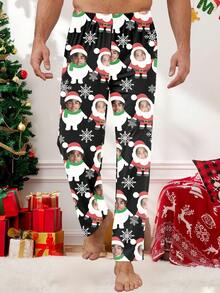 Printstory Customized Men's Pajamas, Personalized With Any Pattern, Unique Customized Gift, Suitable For Couples, Family, Friends, Christmas - Black - View 5