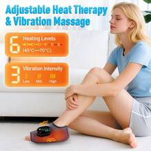 Hailicare Heat & Vibration Foot Massager - Dual Motor Ankle/Calf Massage With 3 Speed Levels, 3000mAh Type-C Rechargeable, Adjustable Strap, Fits Left/Right Feet Multi Functional Heating Pad Suitable For Heating And Vibrating Massagers In Areas Such As Ankles, Calves, Arms, Etc - Grey - View 5