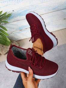 "Round Toe Slip-On Platform Shoes Winter 2025 New Export Women's Thermal Lined Warm Parent Shoes Wholesale Casual Outdoor Boots Cross-Border Snow Boots" - Red - View 2