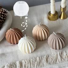 3件套玫瑰球蜡烛模具，硅胶模具，适用于香薰蜡烛、手工皂、家居装饰、树脂工艺品、情人节装饰 - 白色 - 查看 7