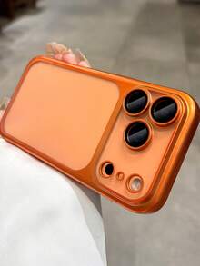 1 件装极简冰感透明磨砂电镀相机保护壳适用于 17 Pro Max Plus 透明带镜头膜 - 橘色 - 查看 3