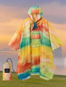 3-In-1 Multifunctional Hooded Rain Poncho For Adults With Neckline Buttons, Portable Raincoat With Pockets, Lightweight Rain Jacket For Women And Men Outdoor Activities