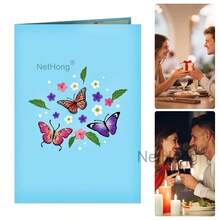 3D Butterfly Greeting Card With Hollow Butterfly Design Foldable Holiday Gift For Blessings Birthday Card New - Multicolor - View 4