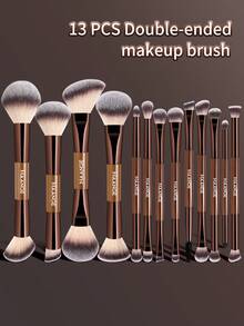MAANGE 6支/13支/14支专业化妆刷套装，包含化妆包、散粉刷、腮红刷、睫毛膏刷、眼影刷、眉刷、高光刷、修容刷、唇刷、粉底刷、眼线刷。这款化妆工具套装是送给女性和女孩的理想旅行化妆刷套装。 - 棕色 - 查看 4