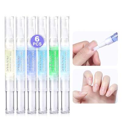  SAVILAND Cuticle Oil Pen For Nails: 6Pcs Vitamin E Nail Oil Cuticle Plant Extracts Nail Growth Oil For Cuticle Nail Care Soothing Calming Repairing Dryness Hangnail Redness At Home On The Go