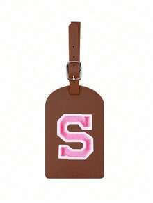 1 Etichetta per bagaglio con iniziale approvata TSA, con ricamo a lettera rosa su asciugamano, etichetta per bagaglio in pelle PU personalizzata con lettera da A a Z e scheda aziendale con pellicola protettiva, etichetta da viaggio bianca e carina a forma di lettera per uomo e donna, accessori da viaggio come zaino, borsa da palestra, bagaglio, essenziali per il ritorno a scuola