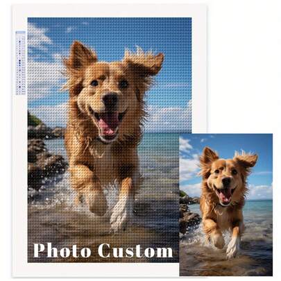5D Custom Diamond Painting Kits, DIY Personalized Diamond Art Photo With Your Own Pictures, Customised Diamond Painting Kits Full Drill For Adults, Dog, Friends, Loves, Perfect For Room Decor.Custom Personalized 5D DIY Diamond Art Painting Kit, Custom Home Decor Diamond Art Painting