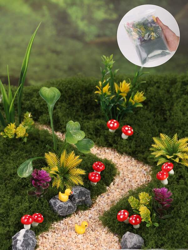 Paquete de materiales DIY para paisaje en miniatura - Pato de jardín, adecuado para decoración de jardín, decoración de sala de estar, decoración de habitación, decoración de dormitorio, decoración del hogar, muy adecuado para jardines de hadas, macetas, plantas en maceta, modelos en miniatura de casas de muñecas, recipientes de vidrio para jarrones, modelos de mesa de como accesorios de decoración