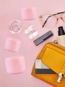 1/5 pièces Bouteille de maquillage en plastique rechargeable vide, flacon de voyage pour crème de visage, lotion, récipient cosmétique réutilisable pour masque de visage, bocal cosmétique rose étanche pour la maison, le salon, la chambre, la salle de bain, la décoration d'intérieur, les fournitures de voyage