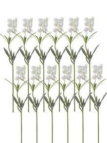 6/12cs Artificial Lily Of The Valley Faux White Bell Flowers Wind Chime Orchid Silk Flowers Wedding Bouquet, May Flower Table Centerpieces For Home Garden Wedding Party Decor