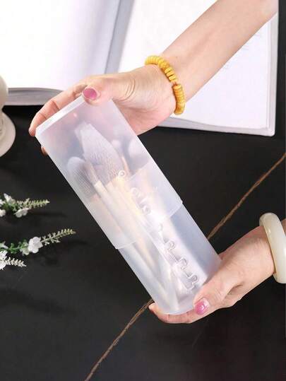 Adjustable Height Makeup Brush Holder, Nail Art Brush Storage Box, Transparent Detachable Pen Holder, - Multifunctional Storage Tube - 6-Position Adjustable Telescopic, Dustproof And Waterproof, With Lid, Makeup Brush Storage Tube, Anti-Fall Portable Storage Box, Dustproof Storage Tool Box