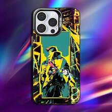 Custodia per telefono del gioco Cyberpunk E-Edgerunners, compatibile con 16, 15, 14, 13, 12, 11, Pro, Max, Plus, Mini, XS, SE, antiurto, nera opaca, con paraurti rigido