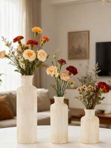 Vase en céramique blanche, décoration d'intérieur minimaliste et moderne, vase à herbes pour table à manger, étagère, porche et centre de table, style bois, vase/pot à fleurs de style bohème. Accessoires décoratifs minimalistes, décoration d'intérieur moderne pour salons et chambres à coucher, décoration centrale, cadeaux pour la fête des mères, cadeaux de remise des diplômes, décorations de mariage, vase en verre pour la décoration de la pièce