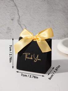 5/10 piezas Cajas de regalo mini, cajas de papel de especialidad de unicolor con texto "Gracias" en dorado, decoradas con cinta de satén y lazo. Adecuado para contener dulces, aperitivos, chocolates y pequeños regalos de Navidad. También aplicable para bodas, fiestas, celebraciones de cumpleaños y decoraciones navideñas. - caja de gracias - Ver 2