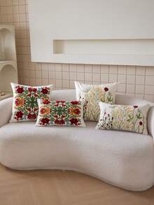 1 Pc Flower Embroidery Throw Pillow Cover, Home Decor For Living Room, Bedroom, Party, All Season - Multicolor - View 13