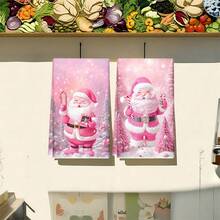 12pcs/100pcs Christmas Pink Santa Claus And Christmas Tree Pattern Dishcloths, Suitable For Restaurants, Kitchens, Bathrooms, Daily Decoration, Daily Family Party Decoration, Home Decoration, And Brightly Colored Household Items. It Can Be Given As A Gifts