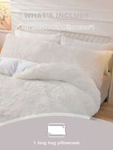 1 件蓬松毛绒纯色抱枕套，柔软舒适的枕头保护套，100% 涤纶，适用于卧室、宿舍、客厅、沙发、户外、汽车、旅行，尺寸有 50*75 厘米、51*91 厘米、51*137 厘米可供选择 - 白色 - 查看 3