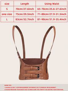 1 pieza Cinturón de arnés casual con hebilla cuadrada para mujeres para uso diario y Halloween - Camel - Ver 4