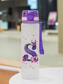 1pc 1000ml/32oz Plastic Water Bottle With Handle And Straw, 3D Printed With 26 Letters, Butterfly And Rose Patterns, Suitable For Travel And Car Use, Great Gift For Friends, Couples, Birthday, Thanksgiving, Valentine's Day