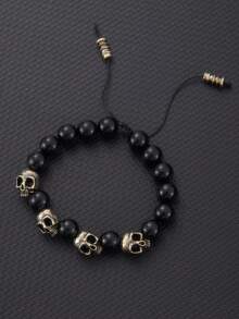 1 szt. Modna, elegancka bransoletka z koralikami i kamieniami w kształcie czaszki - Koraliki - Zobacz 5