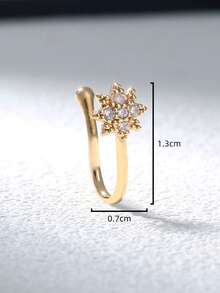 1pc Fashionable & Elegant U-Shaped Copper Star Studded Rhinestone Nose Ring/Clip, Versatile For Women's Daily Wear And Dates/Parties