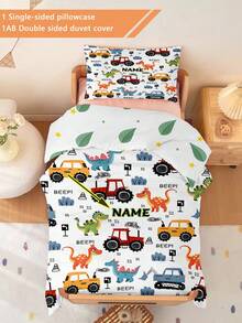 2PCS Customized Children's Cartoon Car Theme Bedding Set Double-Faced Printing Customized Bedding Set(1 Single-Sided Printed Pillowcase+1 Double-Sided Printed Duvet Cover),Set Nursery/Kindergarten, Digital Printed Cute Pattern Comforter Cover, Children's Duvet Cover And Pillowcase For Toddlers, Babies, Infants, Kids (The Pillowcase Size Of 90 * 200/135 * 200 Is 50 * 75) - Multicolor - View 10