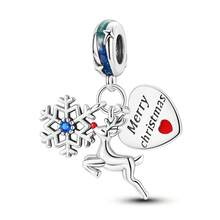 1 Pc Sliver Color Sparkling Winter Series Snowman Snowflake Ski Shoes Snow Boots Slippers Earflap Scarf Penguin Elk Polar Bear Charm Fit Original Bracelet Necklace Pendant Beads For Diy Jewelry Making Women Girl Christmas Party Jewelry Gift For Friends