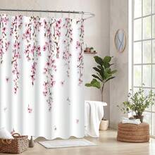 1 pièce Rideau de douche rose à fleurs de cerisier, décoration florale japonaise de sakura de printemps. Décoration de Noël