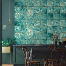 MX    50Pcs Peel And Stick Backsplash Wall Tile For Kitchen Bathroom Laundry Room 5.9"X5.9" Turquoise Marble - 綠松石大理石 - 查看 4