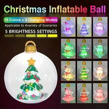 1 pieza Globo inflable LED gigante con control remoto - Árbol de Navidad de cúpula autosoportada extra grande, iluminación multicolor (16 opciones de color, control remoto) - Decoración interior/de fiesta adecuada para patio, jardín, boda, fiesta, decoración de jardín, decoración navideña, Año Nuevo, cumpleaños, boda - Plástico duradero, fácil de instalar, sistema de control remoto enchufar y reproducir, luces LED multicolor, sin uso de unicolor