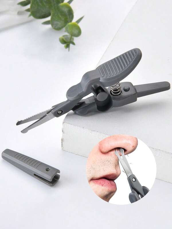 1pc Mini Manual Round Head Nose Hair Trimmer, Facial Beauty Scissors For Beard, Mustache And Eyebrow Grooming