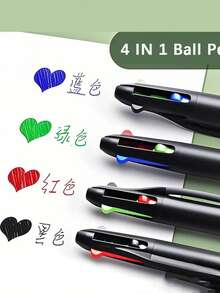 4-In-1 Retractable Ballpoint Pen - 4 Colors, Smooth Writing, Great For Office Supplies And Precision Writing, Essential Office Stationery | Ballpoint Pen Set | Smooth Writing Pen - Multicolor - View 9