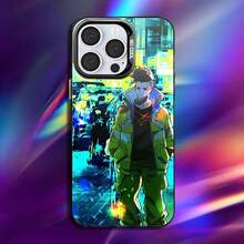 Custodia per telefono del gioco Cyberpunk E-Edgerunners, compatibile con 16, 15, 14, 13, 12, 11, Pro, Max, Plus, Mini, XS, SE, antiurto, nera opaca, con paraurti rigido