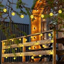 2025 Latest 20/50/100 LED Solar Powered Outdoor Crystal Ball Lights, 8 Modes Solar Fairy Lights, Bubble Ball Fairy Lights, Christmas Decor, Villa Garden New Year String Lights, Summer & Autumn - Universal