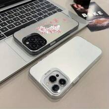 Fan And Flower  16 Pro Max 15 14 13 12 X XR XS XSMAX 8 7 Plus Phone Case, Silver Shell Protective Cover, Designer Style Cartoon Pattern Phone Accessories, Small Tool Shell, Fan Art Creative Design, Injection Molded Lightweight Protective Cover,  Exclusive Fashion  User Essential - Mix Color 2 - View 3