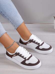 女士休闲运动鞋，鞋底柔软，透气，防臭，日常通勤舒适 - 棕色 - 查看 4