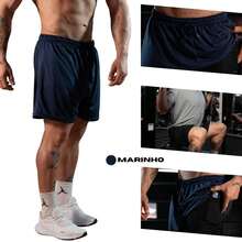 Imported Men's 2-In-1 Compression Shorts – Sportswear, Gym, Running, Fitness, Quick-Drying, High Performance - Màu xanh hải quân - Xem 2