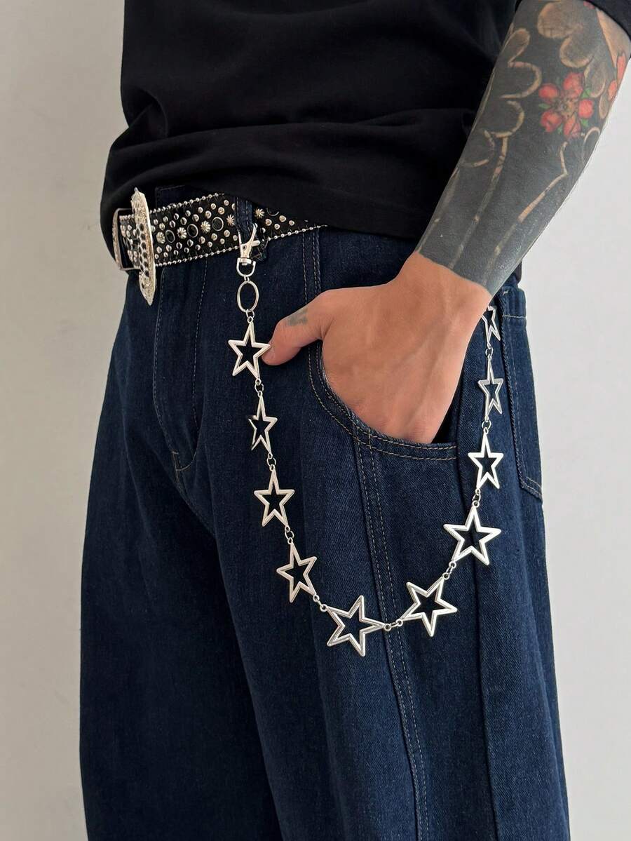 1 chiếc dây đeo eo hình ngôi sao phong cách punk tối giản thời trang, dây đeo thân hình quyến rũ cá nhân hóa dành cho nam, dùng để trang trí quần, phụ kiện cho trang phục hàng ngày, lễ hội âm nhạc, tiệc tùng.