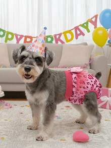 1件可爱时尚可水洗可重复使用狗狗尿布 - 弹性蝴蝶结设计，适用于母犬和幼犬 - 彩色 - 查看 3