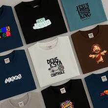 Kit 3 Children's Christian Jesus T-Shirt, Premium Cotton, 3 - Multicolor - View 2