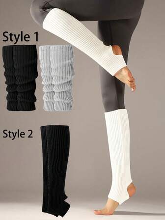 1Pair White Women Winter Knee High Leg Warmers For 80s Party Ballet Dance Yoga Women Juniors Neon Ribbed Leg Warmers For 80s Eighty's Party Sports Yoga Christmas Gift