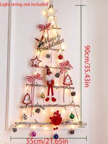 1 件装壁挂式圣诞树 - 乡村风 DIY 树枝圣诞树，配有松果、装饰品、圣诞玩偶和蝴蝶结，可作为圣诞挂饰、节日派对装饰、创意节日墙面装饰，适用于家居、客厅、卧室、圣诞派对装饰、圣诞壁挂装饰、家居装饰、圣诞装饰、房间装饰、冬季圣诞装饰、家居圣诞礼物、圣诞装饰 - 彩色 - 查看 8
