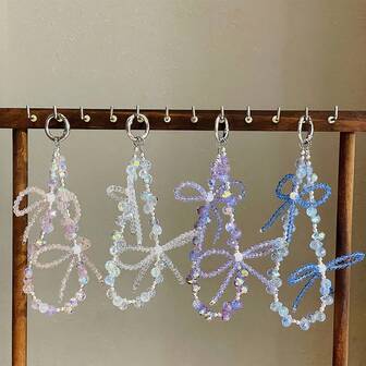 1 件复古蝴蝶水晶水钻装饰手机挂绳腕带，防掉落防丢失短腕绳