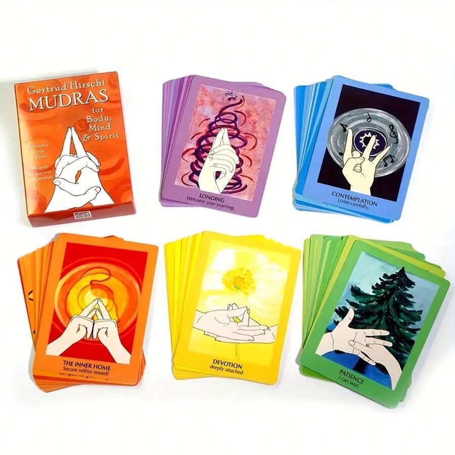 1 Set - 68pcs Gertrud Hirschi Hand Print Card Set - Yoga & Meditation Guide, Includes Illustrated Hand Gestures, Practical Exercises & Booklet For Body, Mind & Spirit - Premium Card Stock Suitable For Ages 14+, Vivid Illustrations, Detailed Instructions - Multicolor - View 1