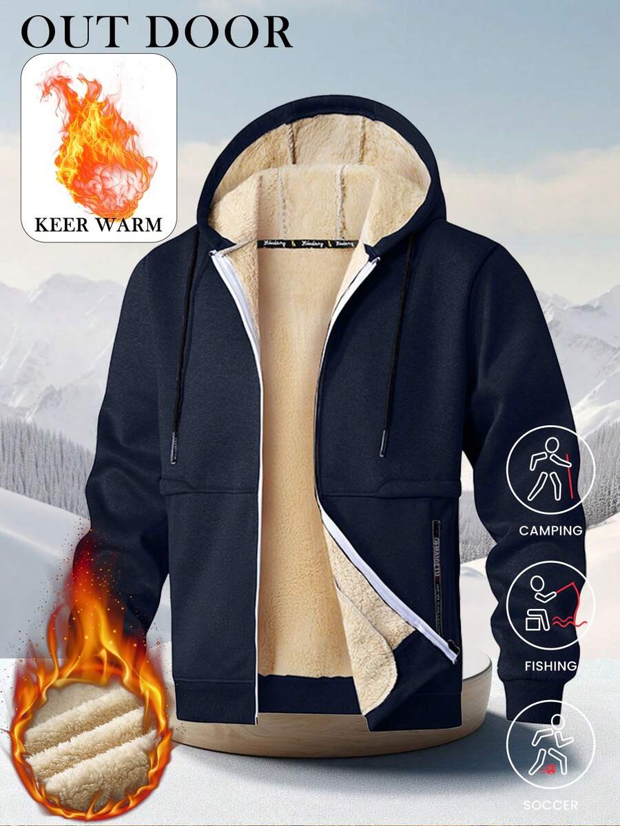 秋冬新款羊羔绒保暖连帽开衫外套