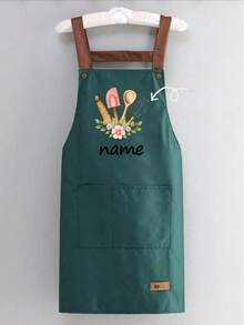 One Custom Kitchen Cooking Apron, Customizable Prints - Personalized Cooking Aprons, Customizable Logos, Chef Aprons, Name Aprons, Baker Gifts, Barbecue Aprons, Kitchen Aprons, Modern Polyester Oil-Resistant Aprons, Black Kitchen Aprons, Polyester Aprons, Suitable For Garden, Kitchen, And Housework, Perfect For Home, Restaurant, And Kitchen Cooking, Suitable For Mother's Day, Wedding Season, Graduation Season, A Gift For Family And Friends. Personalized Gift - Multicolor - View 7