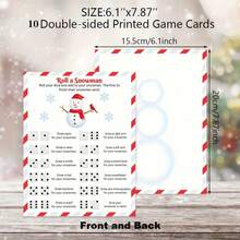 Christmas Draw A Snowman Game, Dice Rolling Game, Winter Family Christmas Game, Holiday Activity For Boys And Girls, Draw A Snowman Game, Holiday Classroom, Set Of 10 Double-Sided Printed Cards