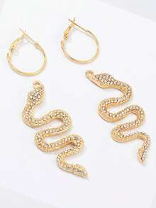 1 Pair Retro Snake Shaped Earrings, Exaggerated Personalized S-Shaped Snake Earrings With Full Rhinestones, Fashionable Niche Earrings Suitable For Daily Wear, Parties, And Gift Giving