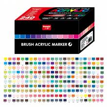 GuangNa Bút dạ Acrylic 240 màu với hệ thống kiểm soát mực chảy tự do và đầu cọ mềm dẻo. Thích hợp để tô màu, vẽ thủy tinh, dệt may, trứng, đá, đồ thủ công mỹ nghệ. - Nhiều màu - Xem 11