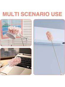 2 Peças Espanador Rosa para Limpeza Interna do Carro, Escova de Detalhamento Retrátil Mini para Entradas de Ar do Carro, Painel, Mesa de Escritório, Janelas, Ferramenta de Limpeza de Móveis